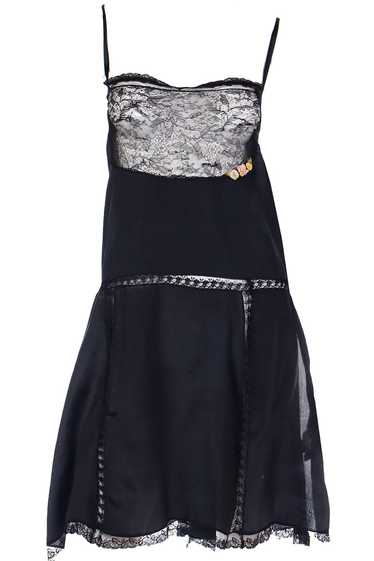 1920s Flapper Black Chemise Teddy Slip or Dress Wi