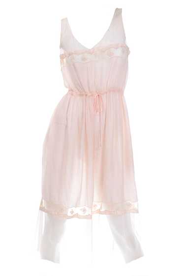 1920s Pale Pink Silk & Butterfly Lace Sleeveless … - image 1