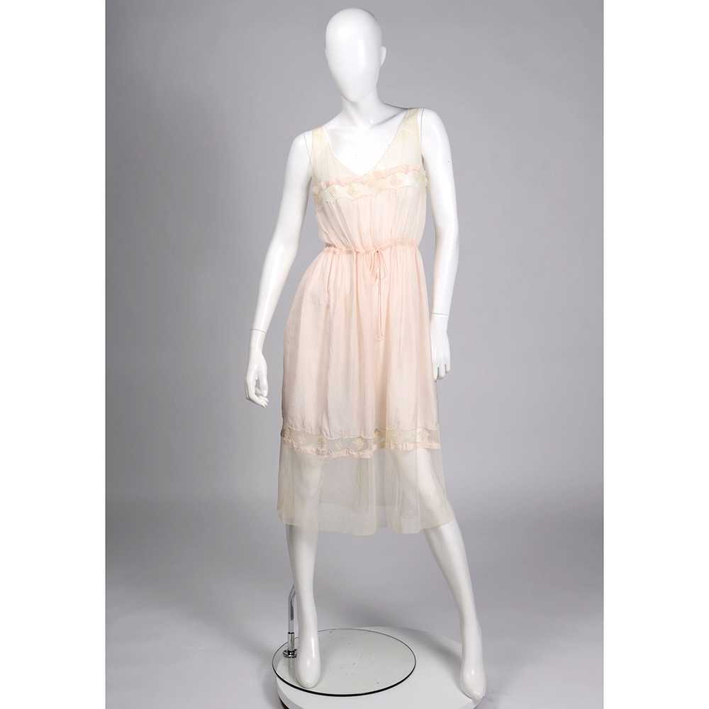 1920s Pale Pink Silk & Butterfly Lace Sleeveless … - image 2