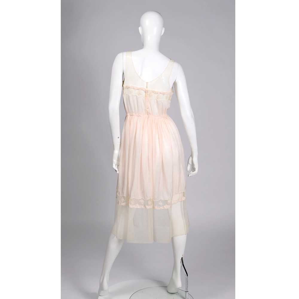 1920s Pale Pink Silk & Butterfly Lace Sleeveless … - image 3
