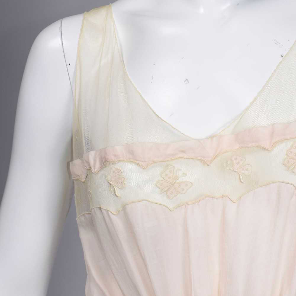 1920s Pale Pink Silk & Butterfly Lace Sleeveless … - image 4