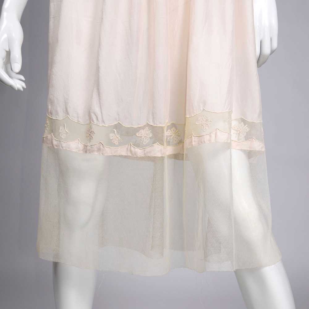 1920s Pale Pink Silk & Butterfly Lace Sleeveless … - image 5