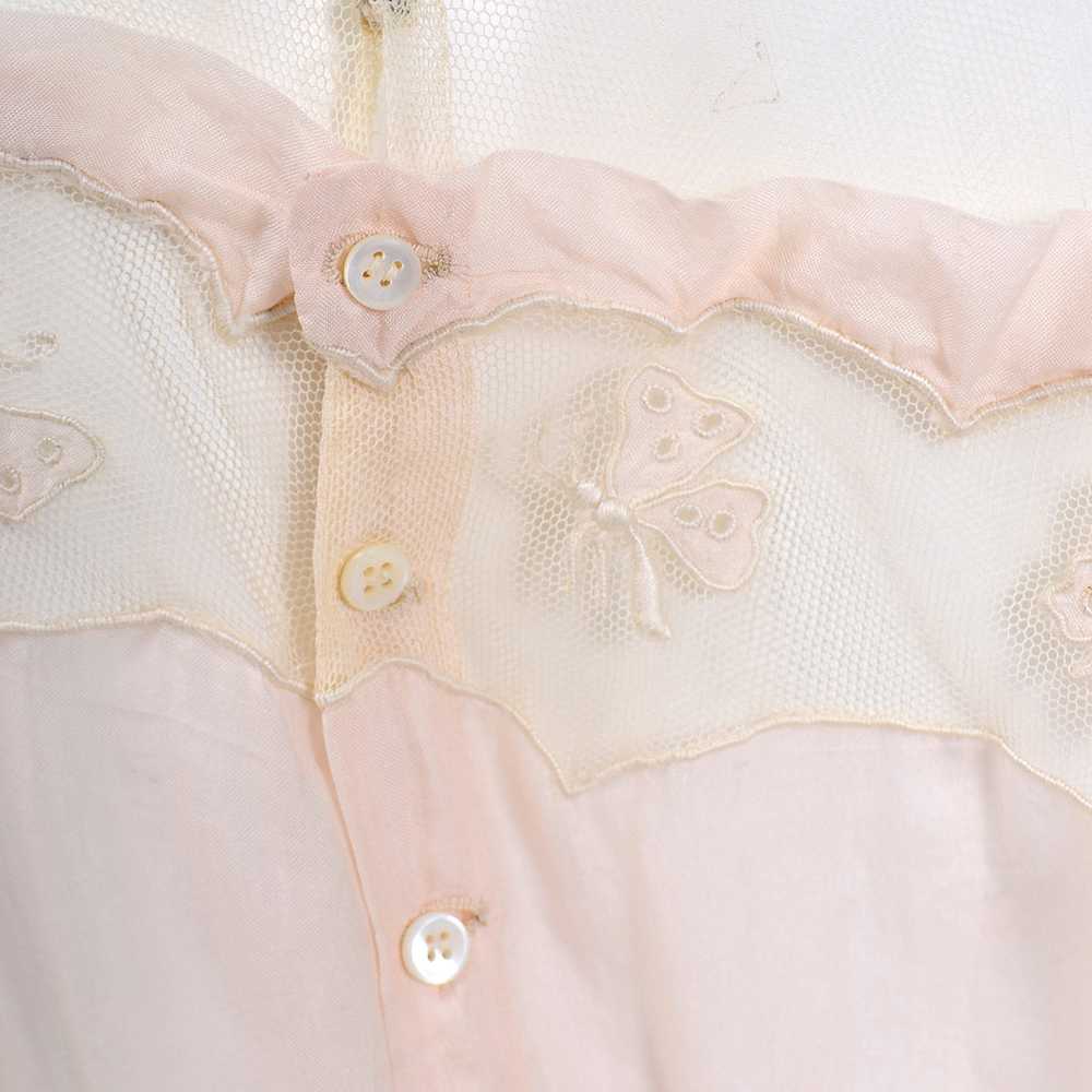 1920s Pale Pink Silk & Butterfly Lace Sleeveless … - image 6