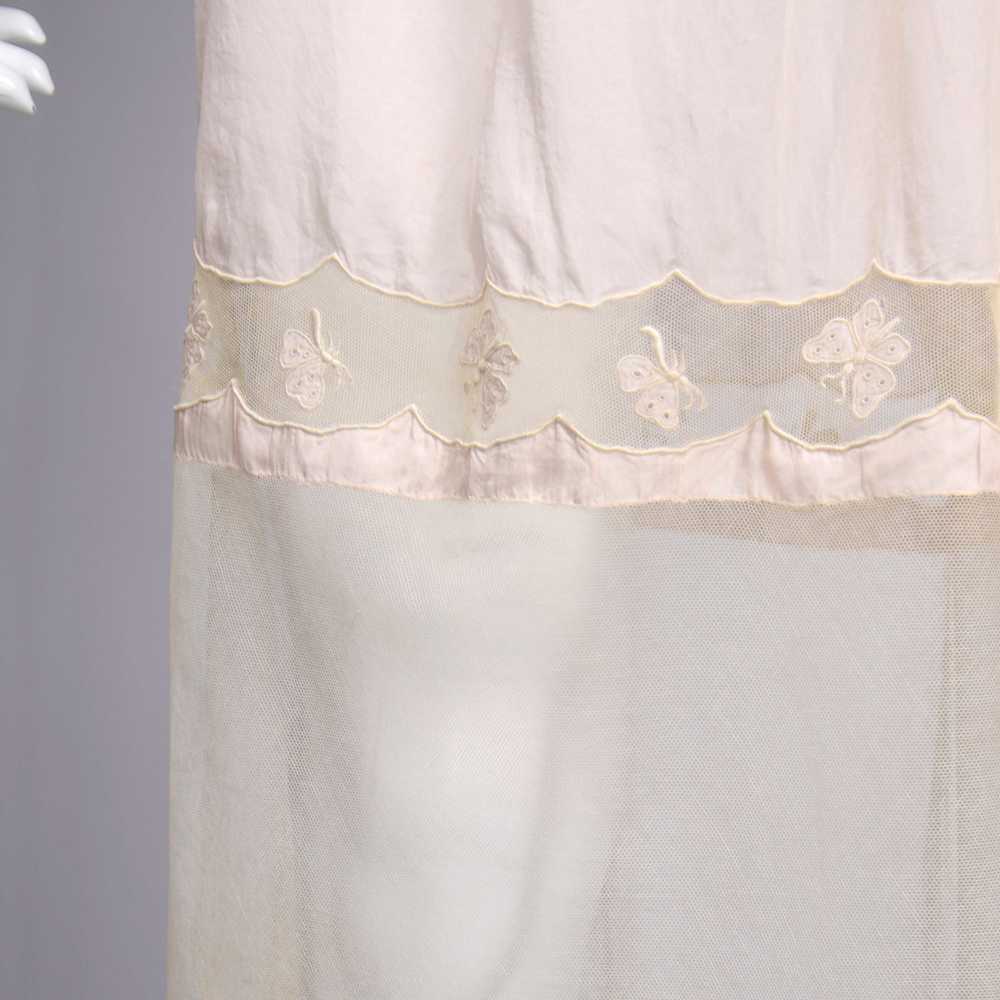 1920s Pale Pink Silk & Butterfly Lace Sleeveless … - image 7