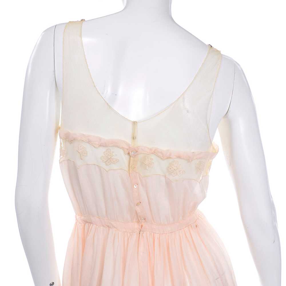 1920s Pale Pink Silk & Butterfly Lace Sleeveless … - image 8