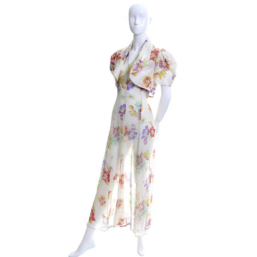 1930's Floral Silk Chiffon Peek a Boo Back Vintag… - image 2