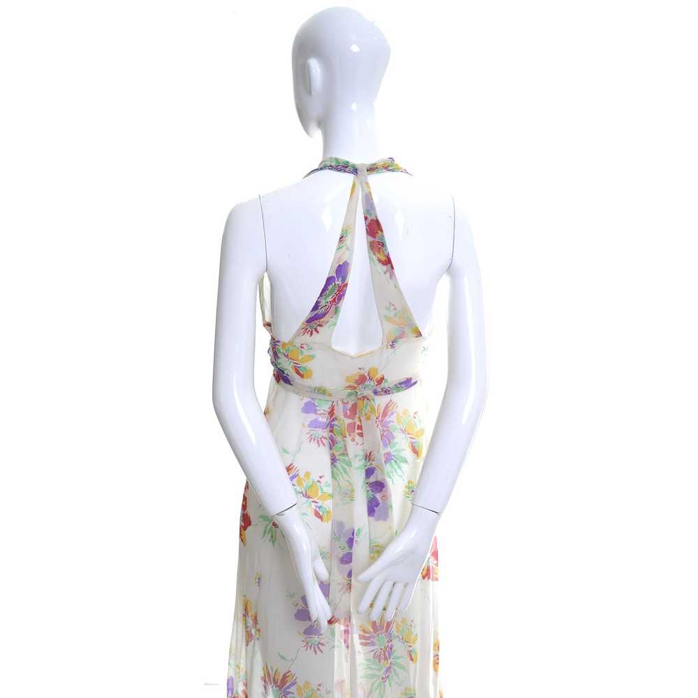 1930's Floral Silk Chiffon Peek a Boo Back Vintag… - image 4