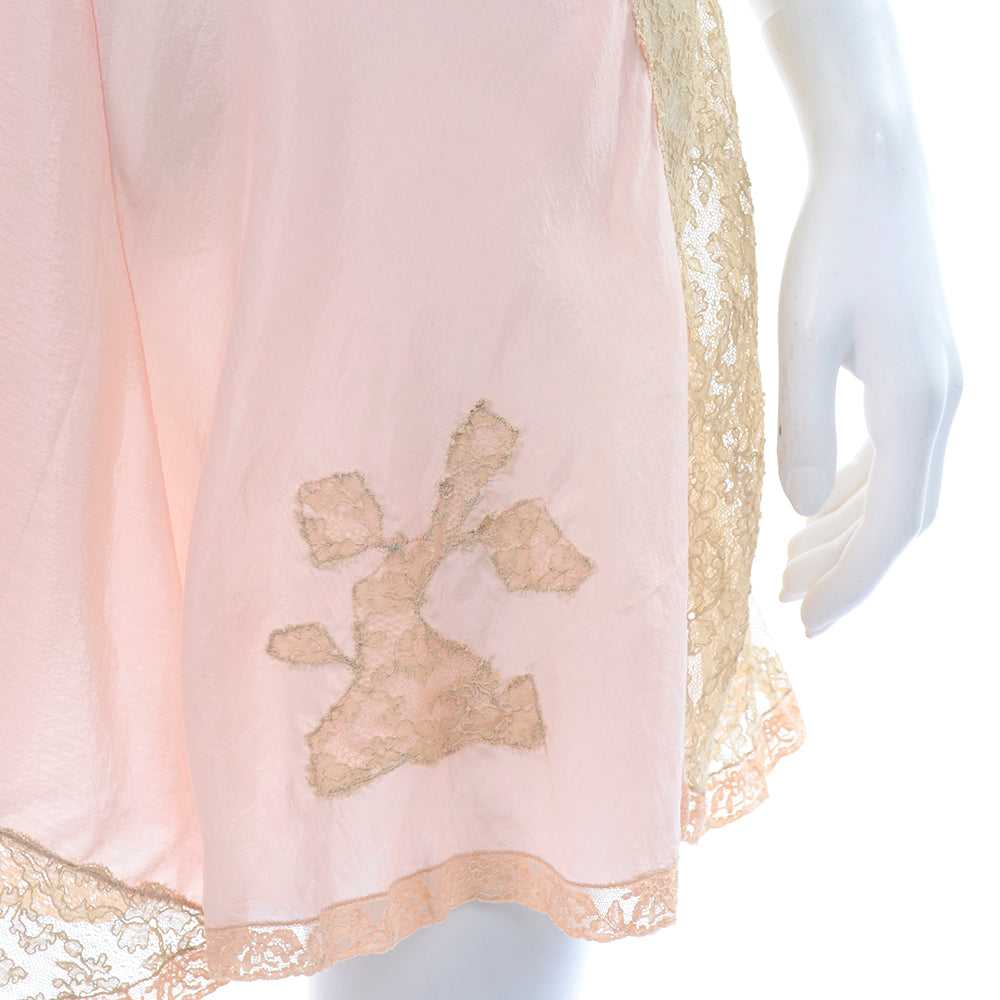 1930's Pink Silk Bra & Tap Pants Set w/ Lace Deta… - image 10