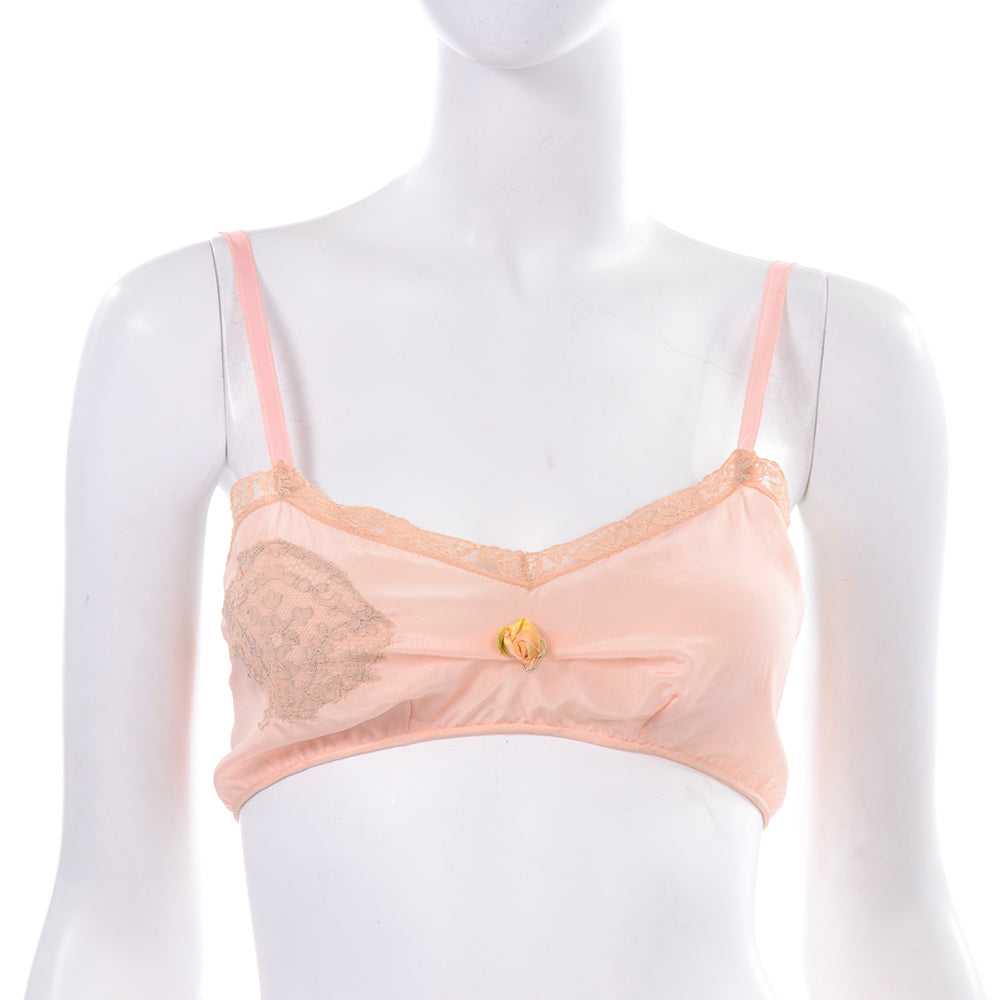 1930's Pink Silk Bra & Tap Pants Set w/ Lace Deta… - image 6