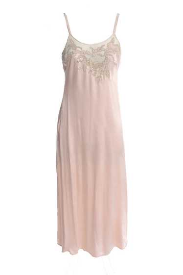 1930's Pink Silk Vintage Nightgown or Slip Lace Ne