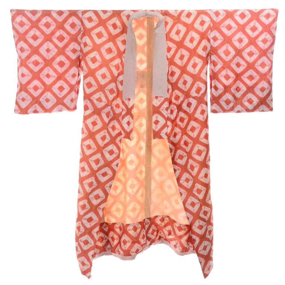 1930s Hand Dyed Orange Kimono Japanese Shibori Si… - image 2