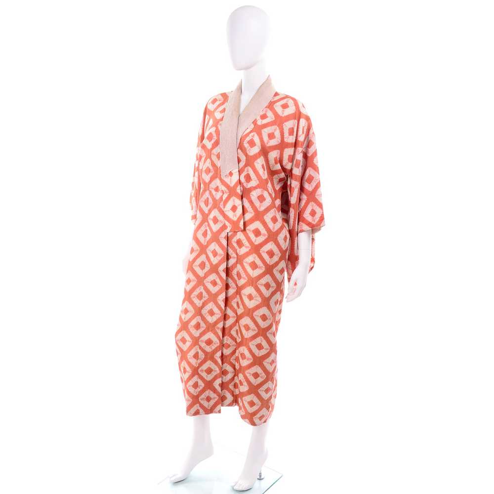 1930s Hand Dyed Orange Kimono Japanese Shibori Si… - image 4