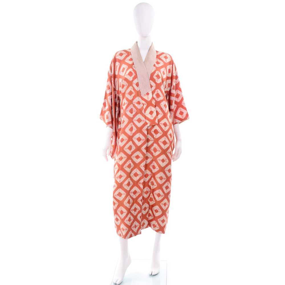 1930s Hand Dyed Orange Kimono Japanese Shibori Si… - image 5