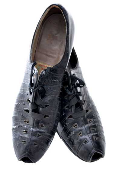 1930s Lace Up Vintage Peep Toe Shoes from Shoe Sav