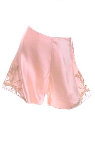 1930s Vintage Pink Silk Tap Pants w/ Lace & Embro… - image 1