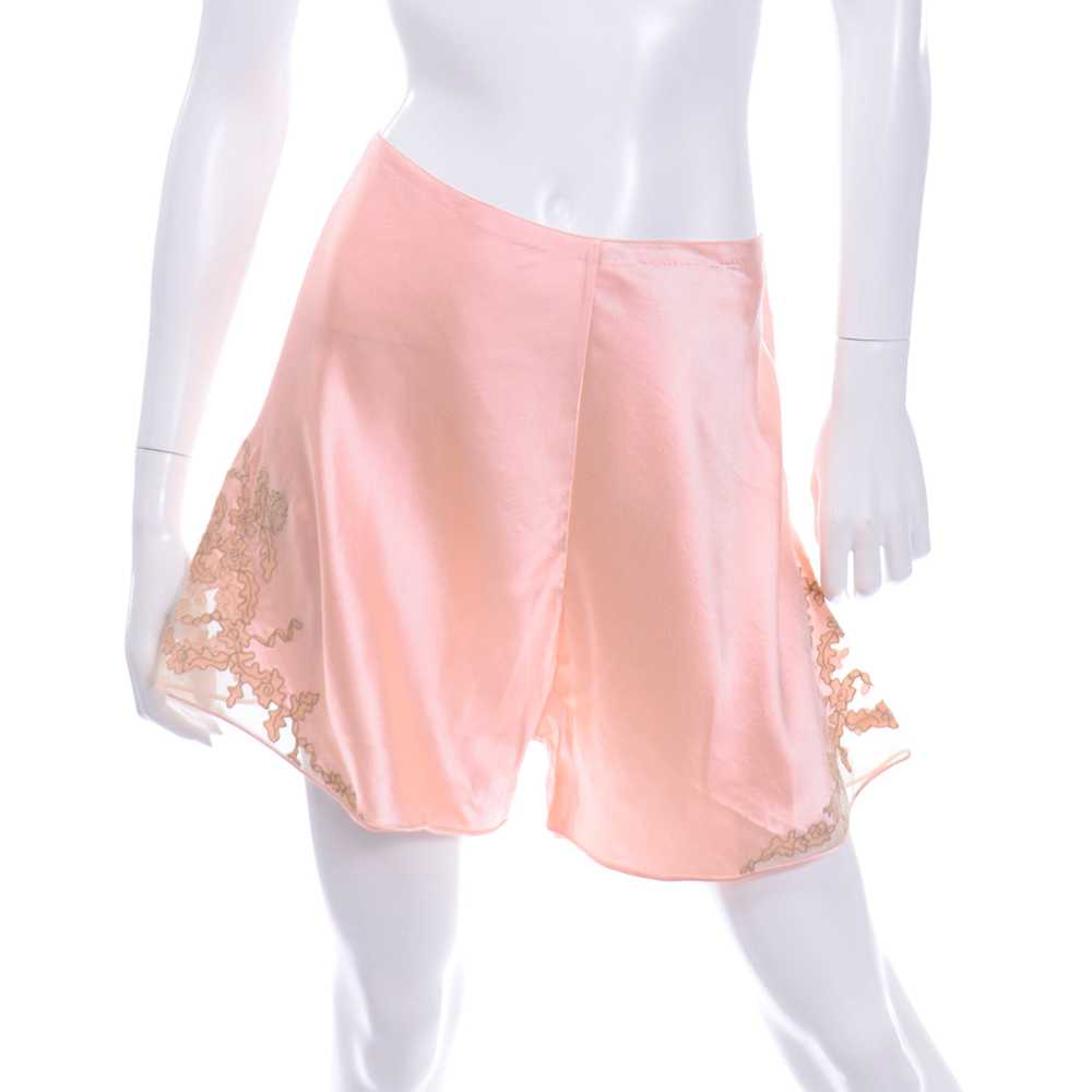 1930s Vintage Pink Silk Tap Pants w/ Lace & Embro… - image 2