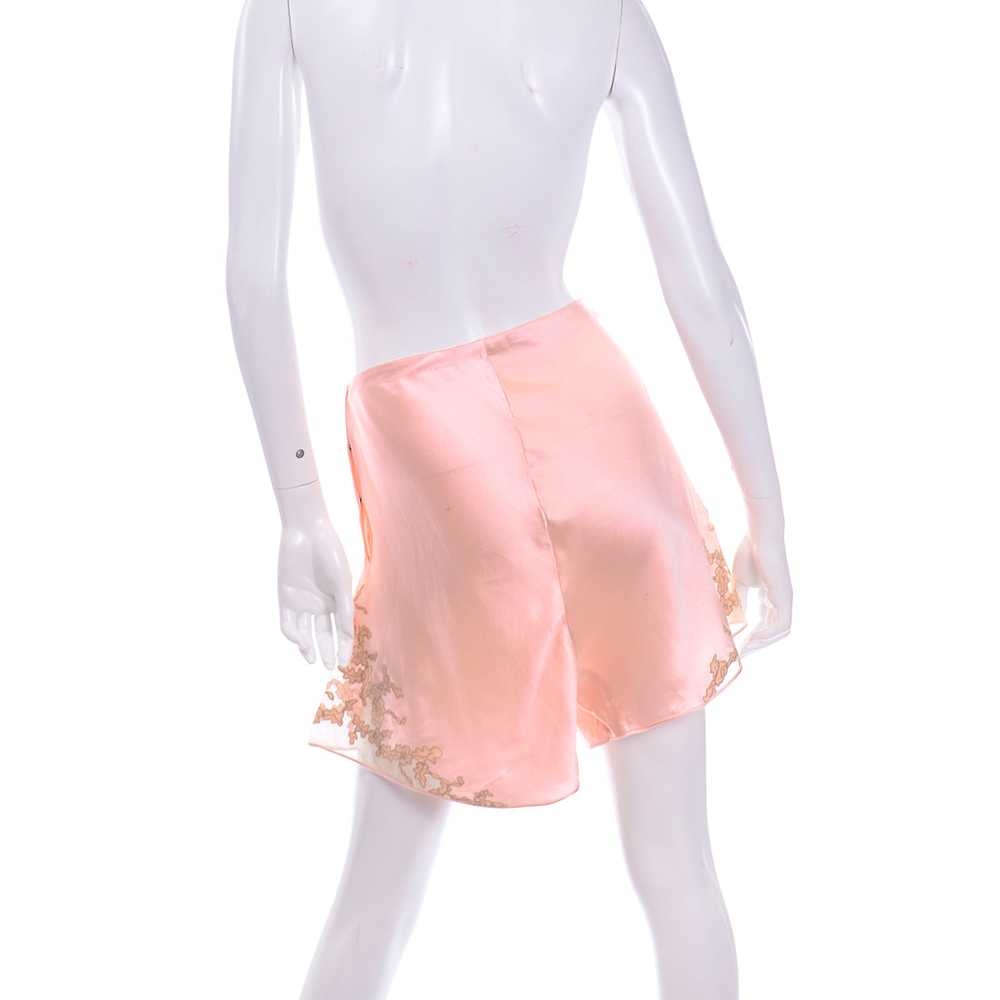 1930s Vintage Pink Silk Tap Pants w/ Lace & Embro… - image 3