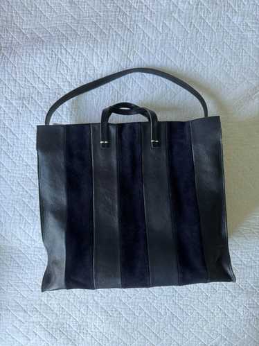 Clare V. Simple Tote Navy with Navy Suede Stripes… - image 1