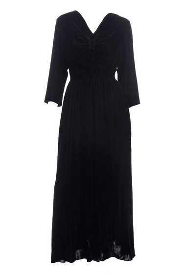 1940s Kamore Black Silk Velvet Evening Dress or Ho