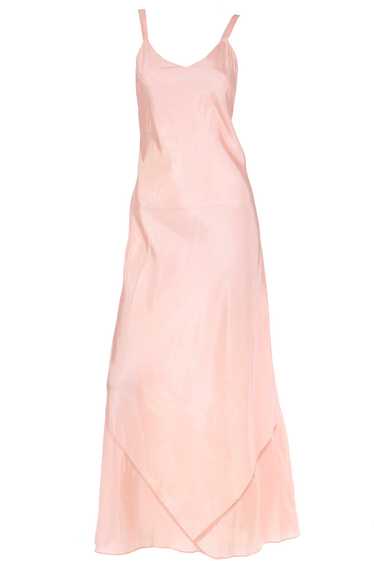 1940s Peachy Pink Long Low Back Nightgown or Slip 