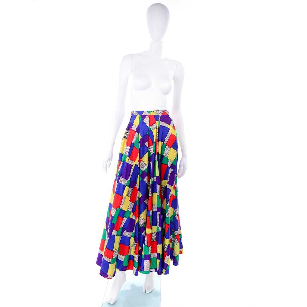 1940s Satin Patchwork Print Designer Full Skirt - image 3