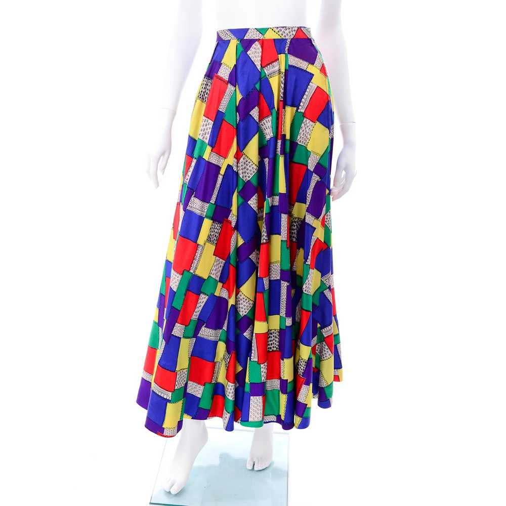 1940s Satin Patchwork Print Designer Full Skirt - image 5