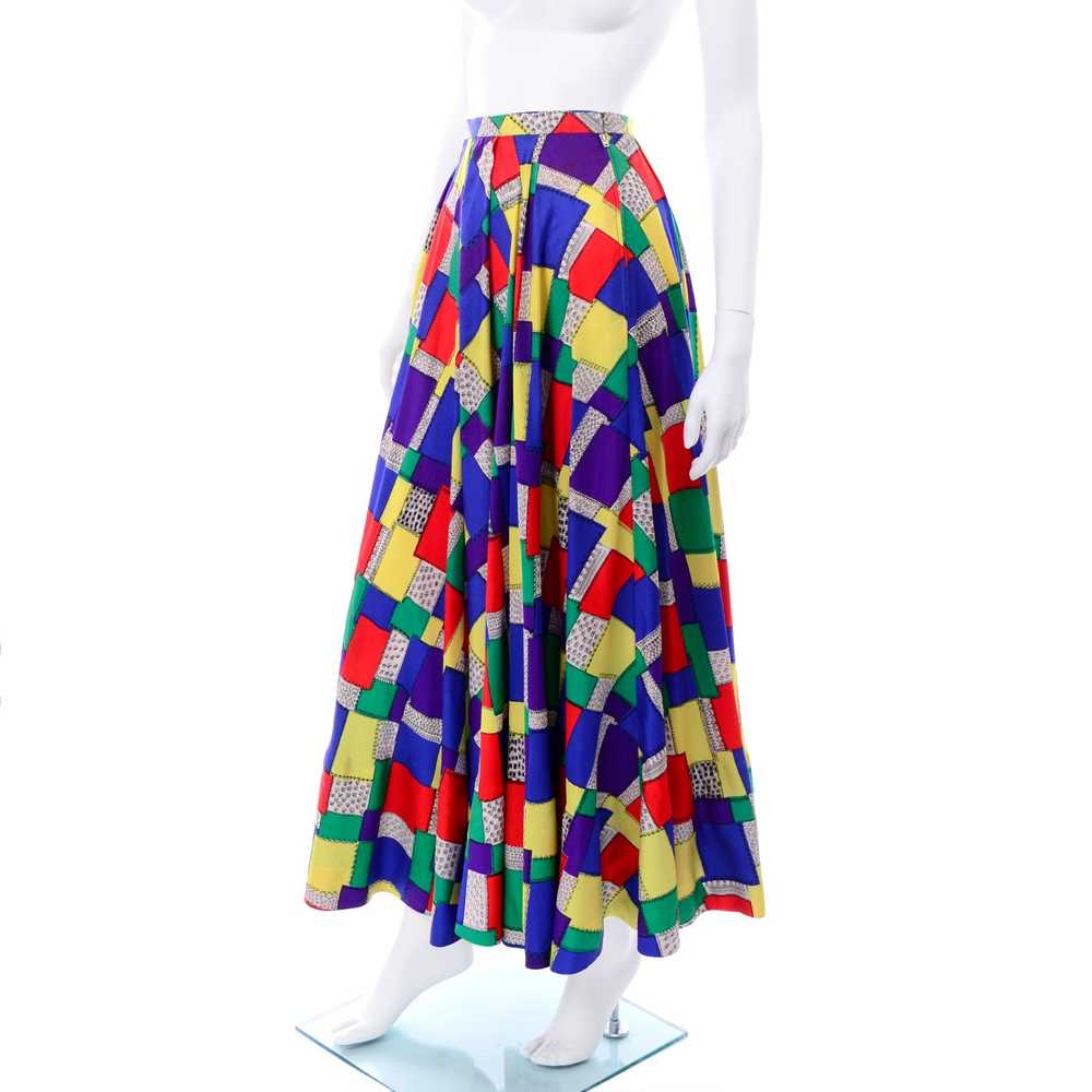 1940s Satin Patchwork Print Designer Full Skirt - image 6