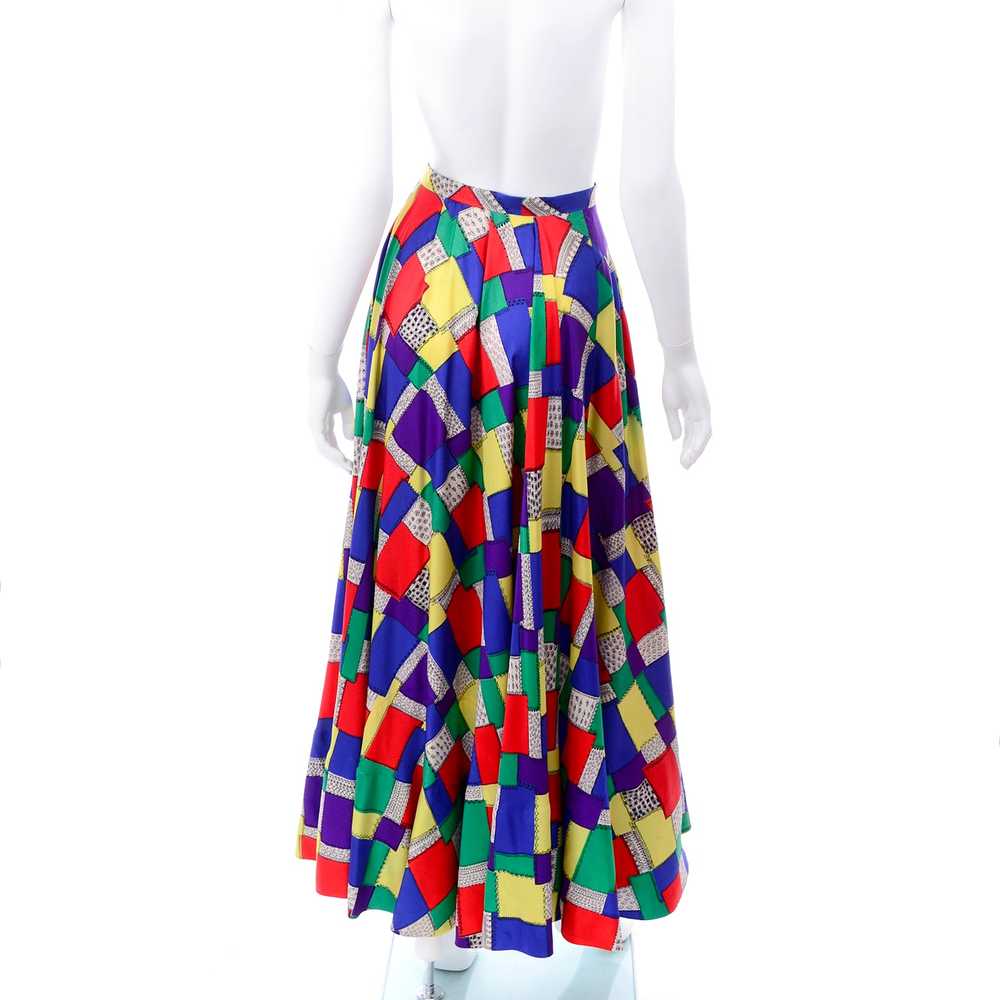 1940s Satin Patchwork Print Designer Full Skirt - image 8