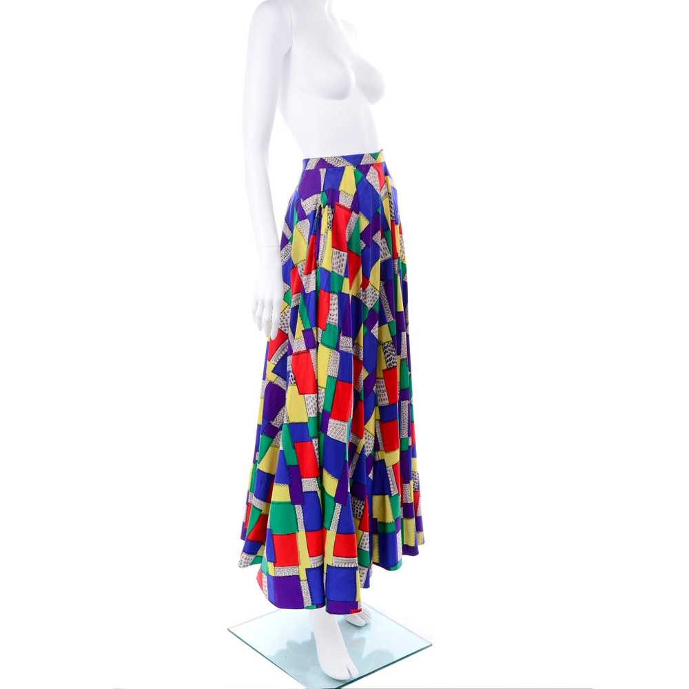1940s Satin Patchwork Print Designer Full Skirt - image 9