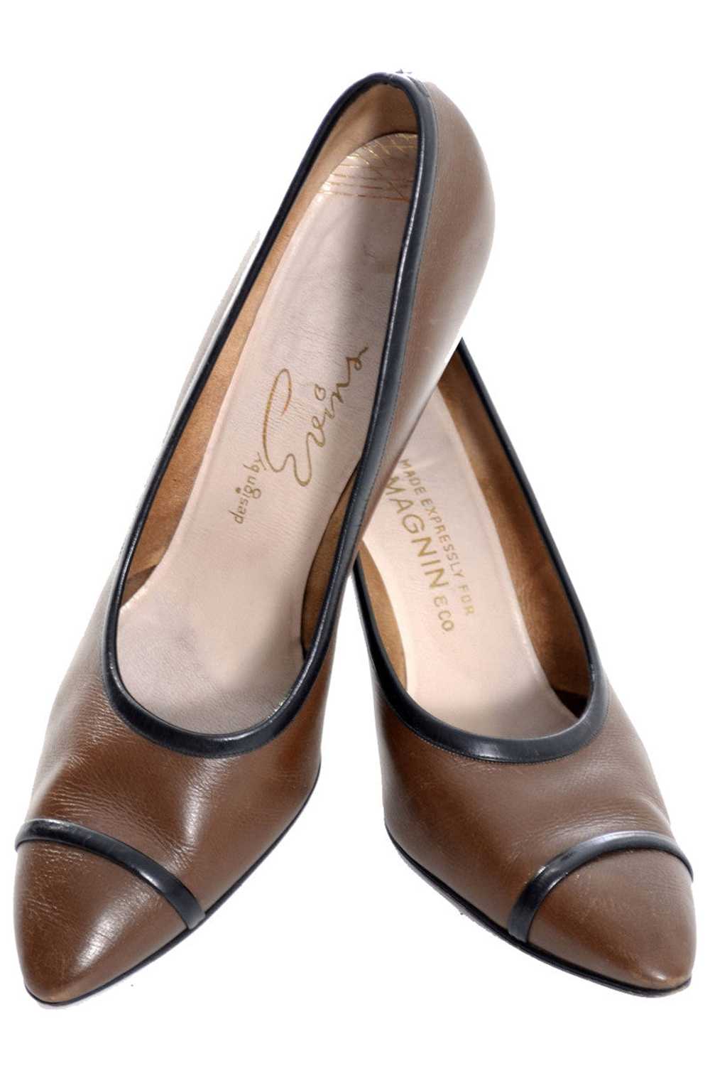 1950's Evins I Magnin Vintage Shoes Brown Black 8… - image 1