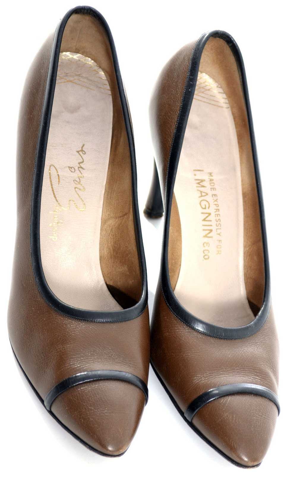 1950's Evins I Magnin Vintage Shoes Brown Black 8… - image 3