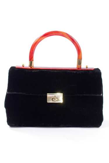 1950s Bobbie Jerome Black Velvet Handbag w/ Bakeli