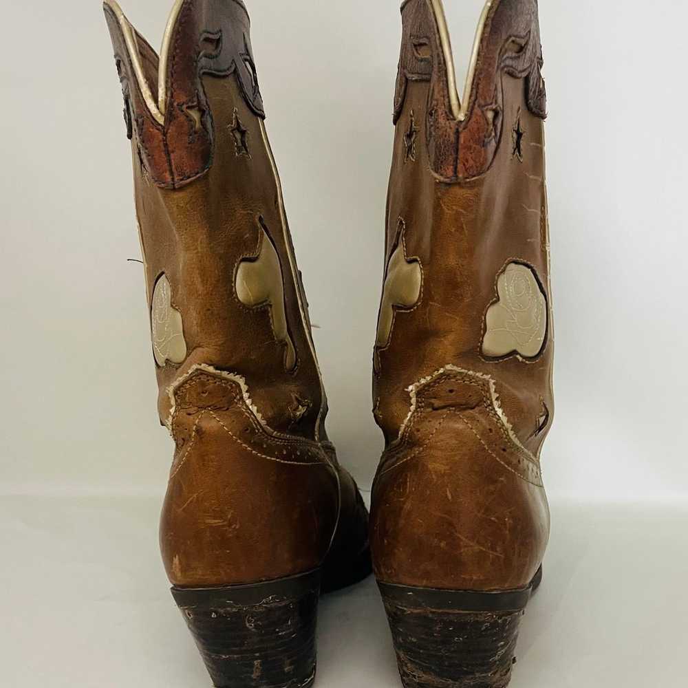 Vintage Ladies Ariat Cowboy Boots Distressed Leat… - image 4