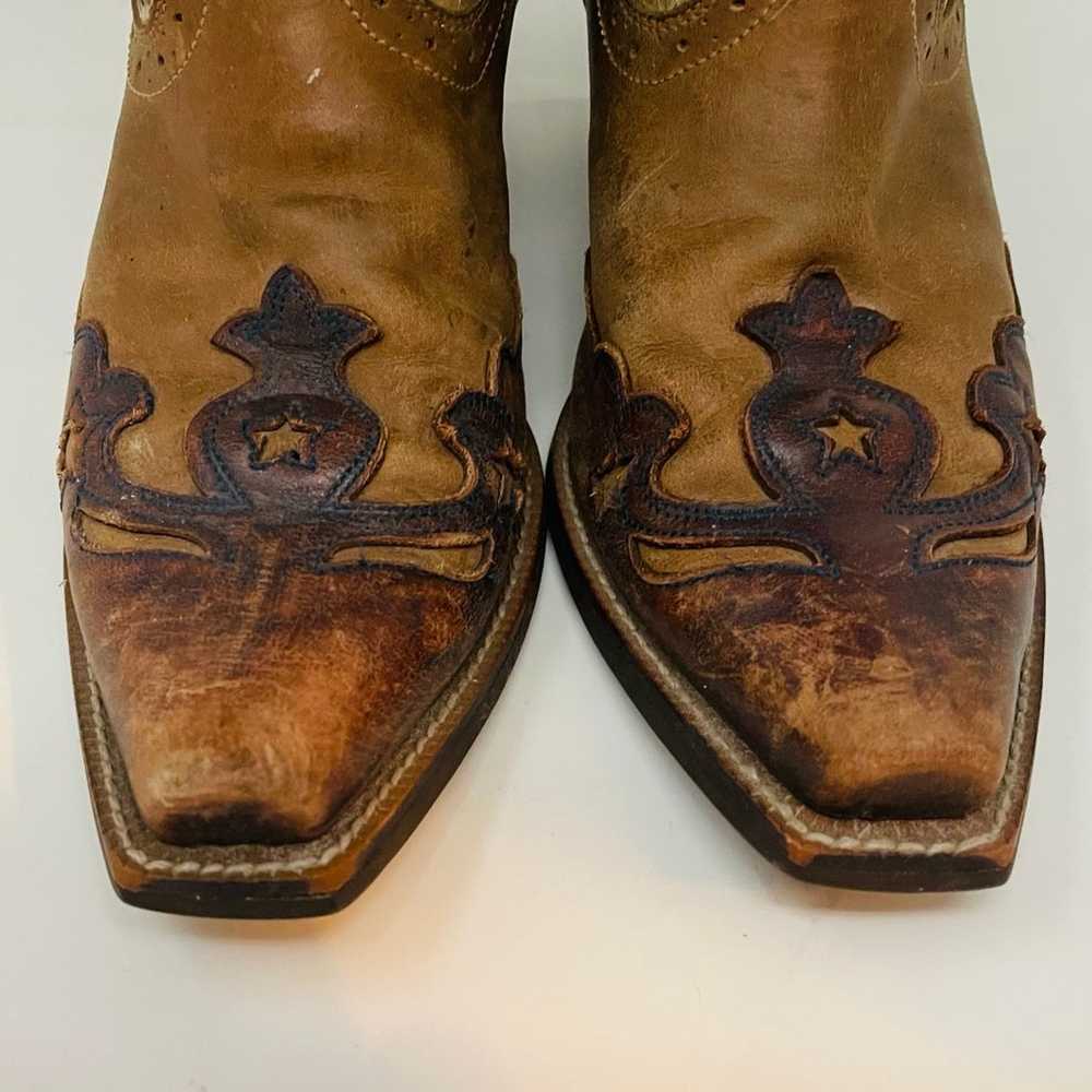 Vintage Ladies Ariat Cowboy Boots Distressed Leat… - image 5