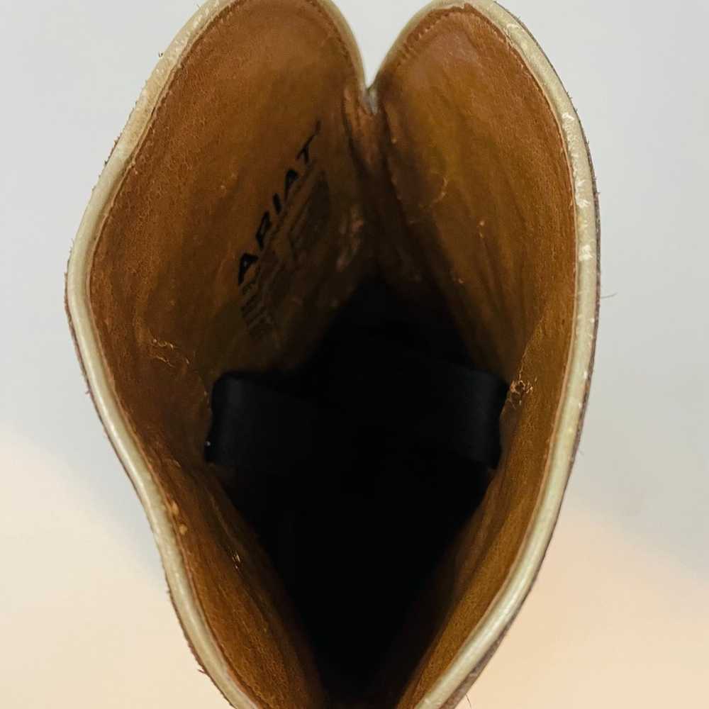 Vintage Ladies Ariat Cowboy Boots Distressed Leat… - image 8