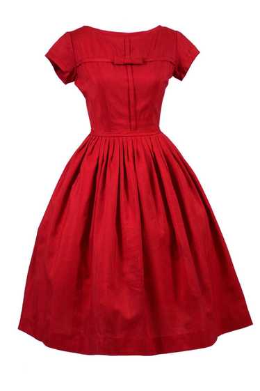 1950s I Magnin Vintage Girl's Red Party Dress