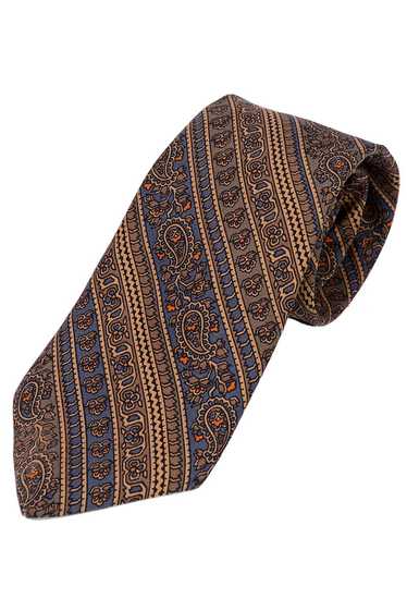 1950s Liberty of London Brown & Blue Paisley Narr… - image 1