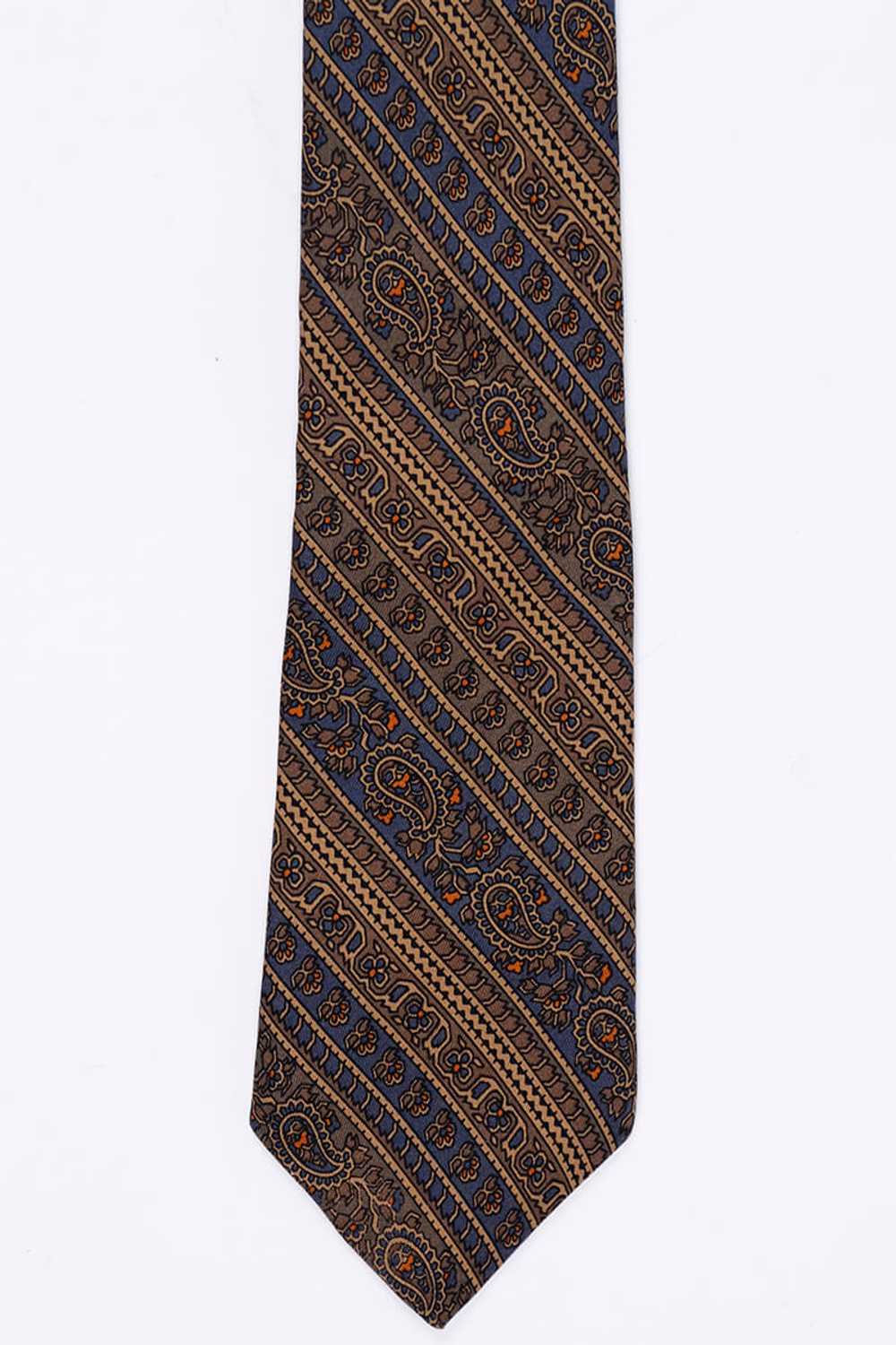 1950s Liberty of London Brown & Blue Paisley Narr… - image 4