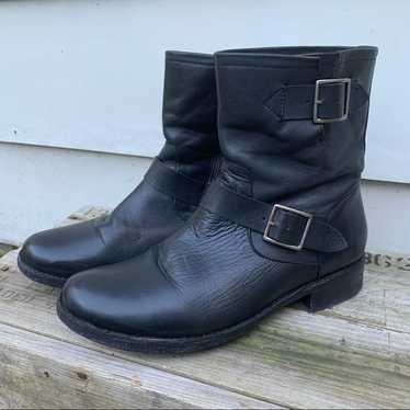 Frye Vicky Engineer Boots black buckle leather