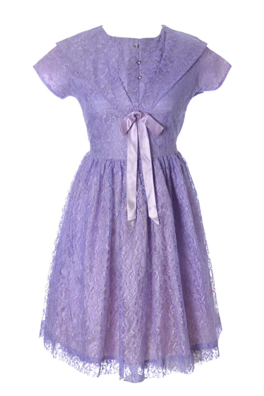 1950s Purple Lace Vintage Girls Party Dress - image 1