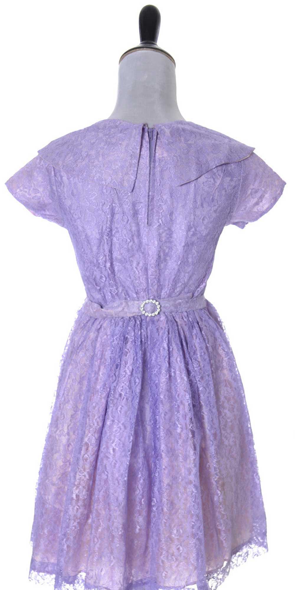 1950s Purple Lace Vintage Girls Party Dress - image 3