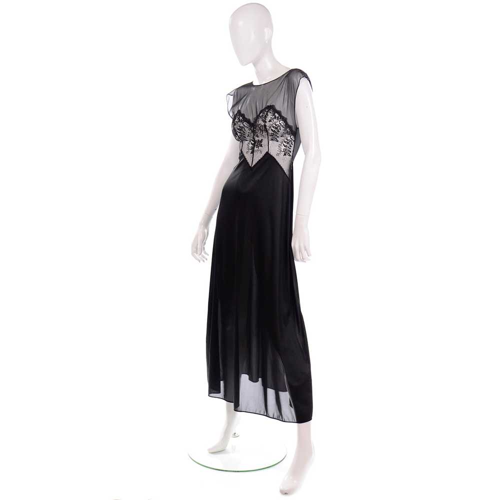 1950s Val Mode Black Nylon Nightgown w/ Sheer Lace - image 3