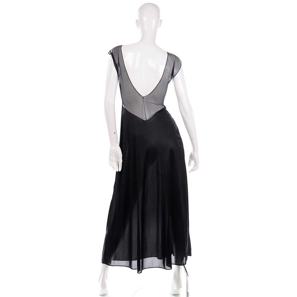 1950s Val Mode Black Nylon Nightgown w/ Sheer Lace - image 4