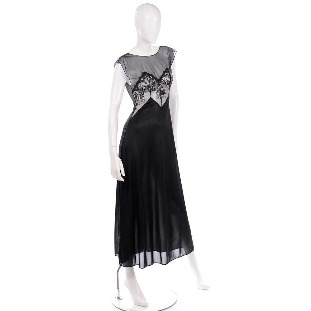 1950s Val Mode Black Nylon Nightgown w/ Sheer Lace - image 5