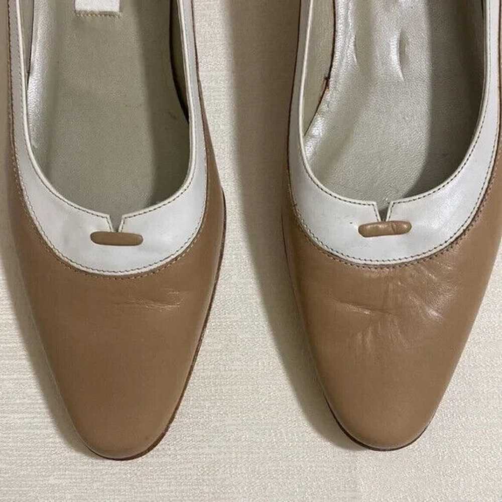TALBOTS Women's Leather Flat Shoes Beige w Cream … - image 2