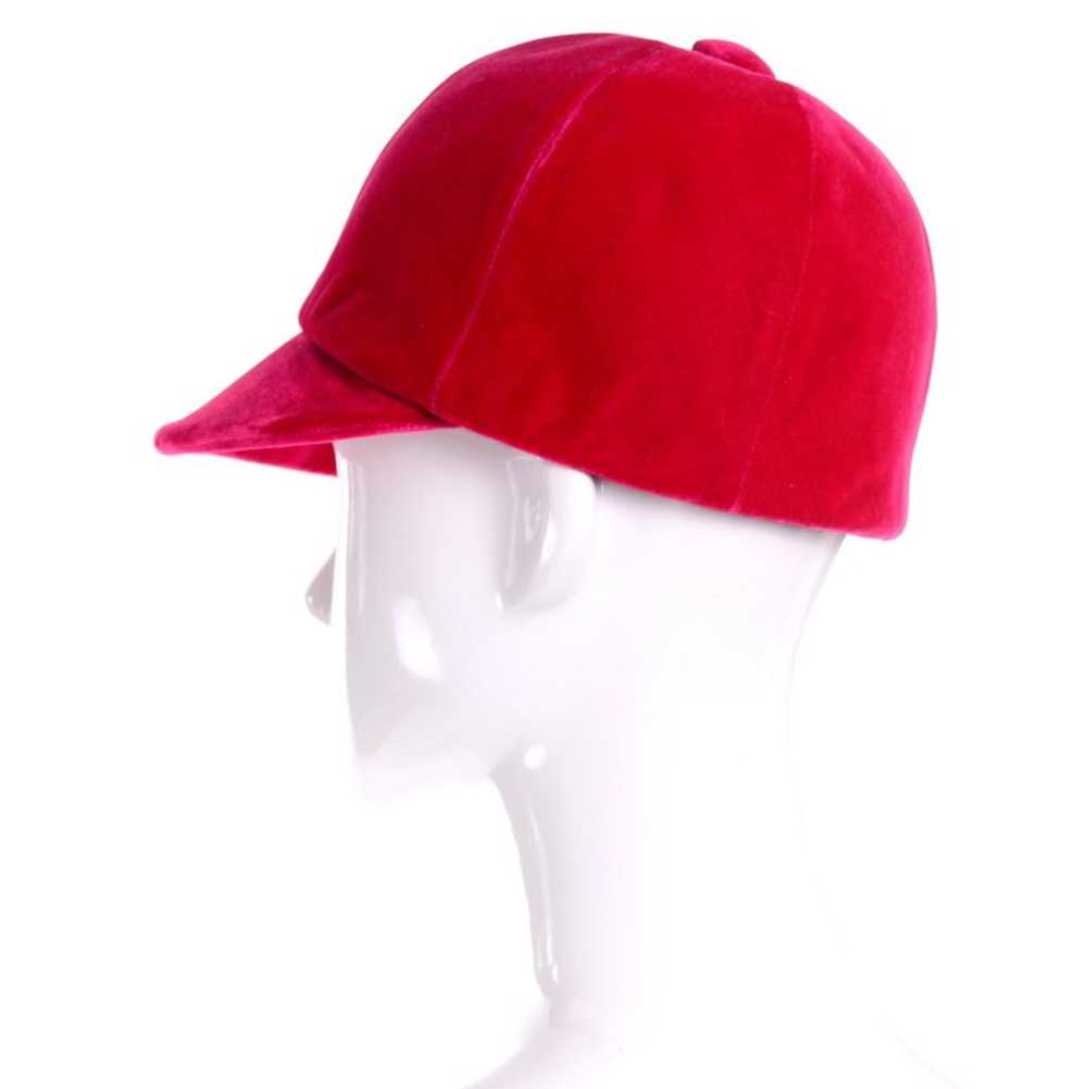 1960's Emme Hat in Raspberry Pink/Red Velvet Eque… - image 7