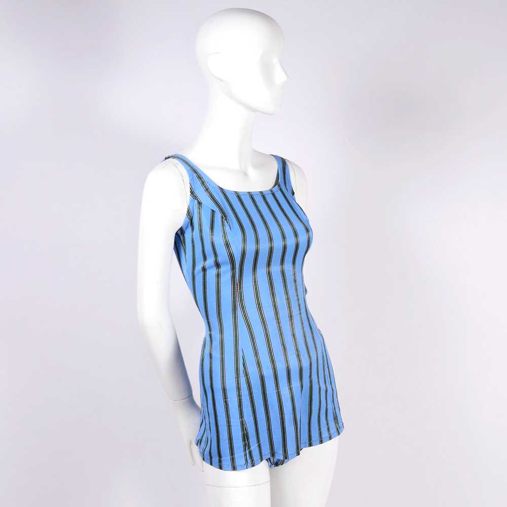 1960s Blue Striped Vintage One Piece Swimsuit - image 4