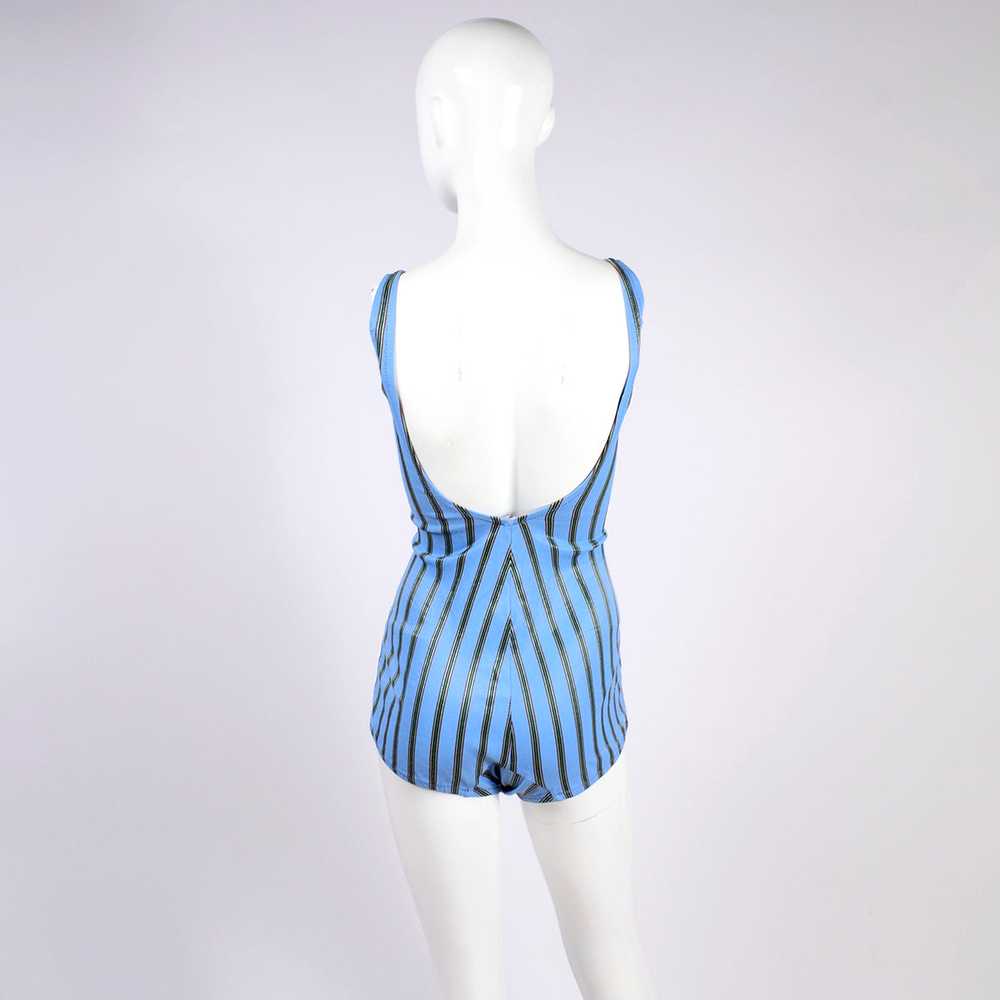 1960s Blue Striped Vintage One Piece Swimsuit - image 5