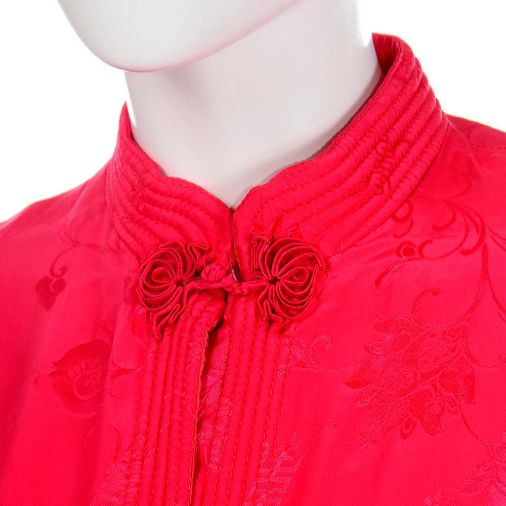 1960s Dynasty Red Silk Floral Pajamas - image 6