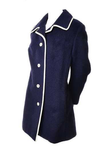 1960s I Magnin Blue and White Mohair Vintage Coat 